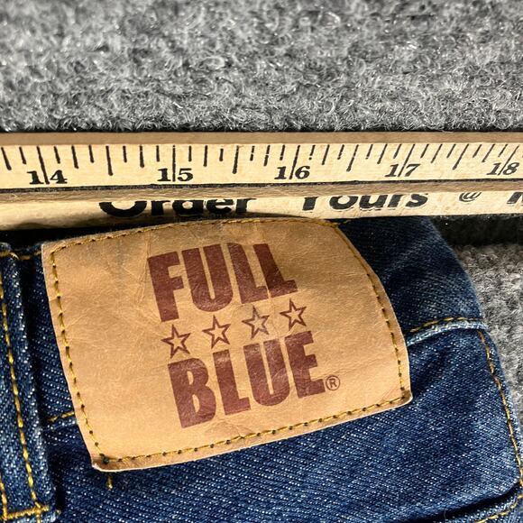 Full Blue Jeans Mens 38x32 Dark Wash Straight Fit 100% Cotton Classic Casual - Picture 8 of 9